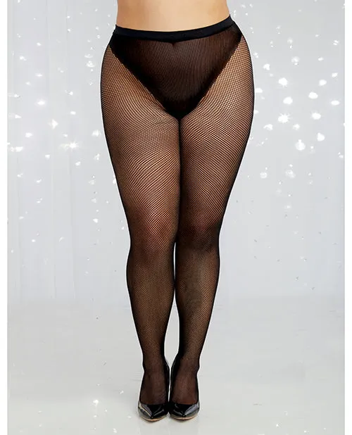 Black Diamond Anal HolidayValentines Fishnet Pantyhose wRhinestone Back Seam Black QN