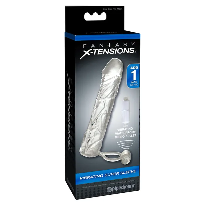 Pipedream Male Sex Toys Fantasy XTensions Vibrating Super Sleeve Clear