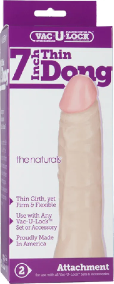 Doc Johnson Dildos 7 Thin Natural Dildo Dong VacULock Sex Toy Adult Pleasure Orgasm Flesh