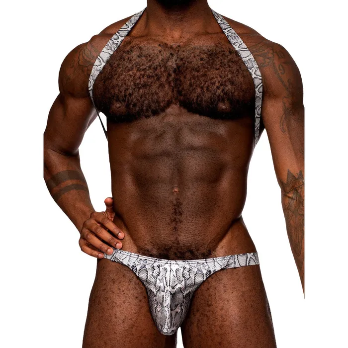 Snaked Metallic Coated Shoulder Sling Harness Thong Male Power Female Sex Toys Snaked Metallic Coated Shoulder Sling Harness Thong Male Power Female Sex Toys