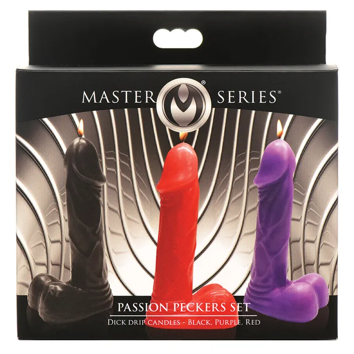 Anal XR Brands Master Series Passion Peckers Candle Set of 3Black Red Purple