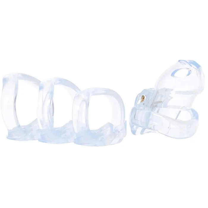 Male Sex Toys Lockmaster 35 Inch SeeThru Side Lock Chastity Cage Electric Eel