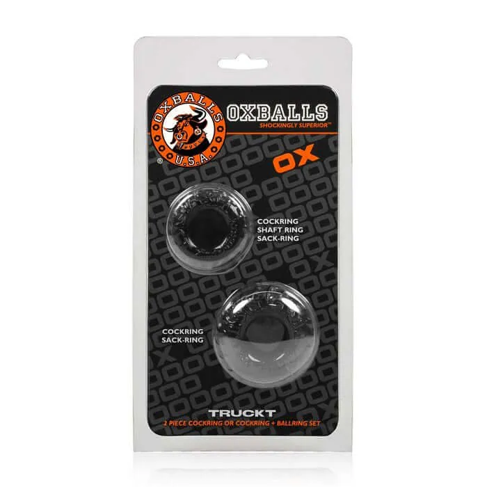 OXBALLS Male Sex Toys Truckt 2Piece Cock Ring Set SkinflexTPR PhthalateFree Multiple Fits and Superior Grip