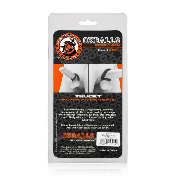 OXBALLS Male Sex Toys Truckt 2Piece Cock Ring Set SkinflexTPR PhthalateFree Multiple Fits and Superior Grip