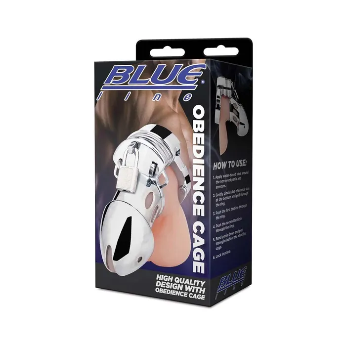 Blue Line Men Male Sex Toys Obedience Cock Cage