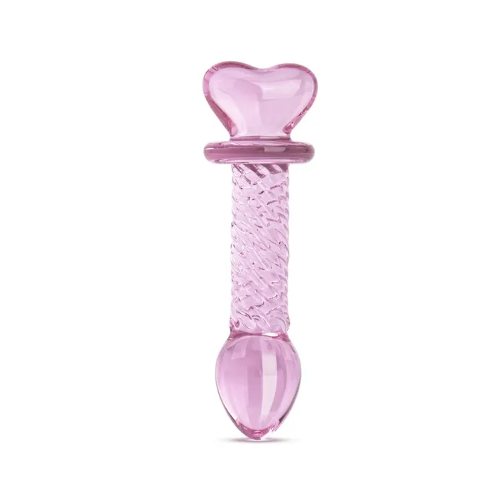 Dildos Gls 625 Pink Love Crystal Heart Ribbed Dildo