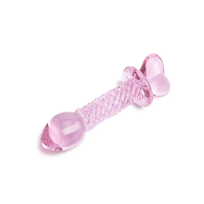 Dildos Gls 625 Pink Love Crystal Heart Ribbed Dildo