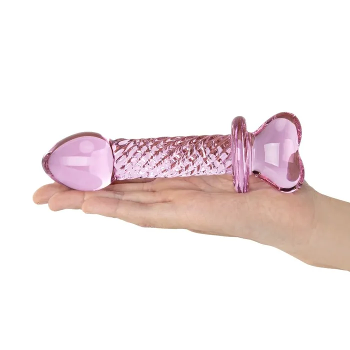 Dildos Gls 625 Pink Love Crystal Heart Ribbed Dildo