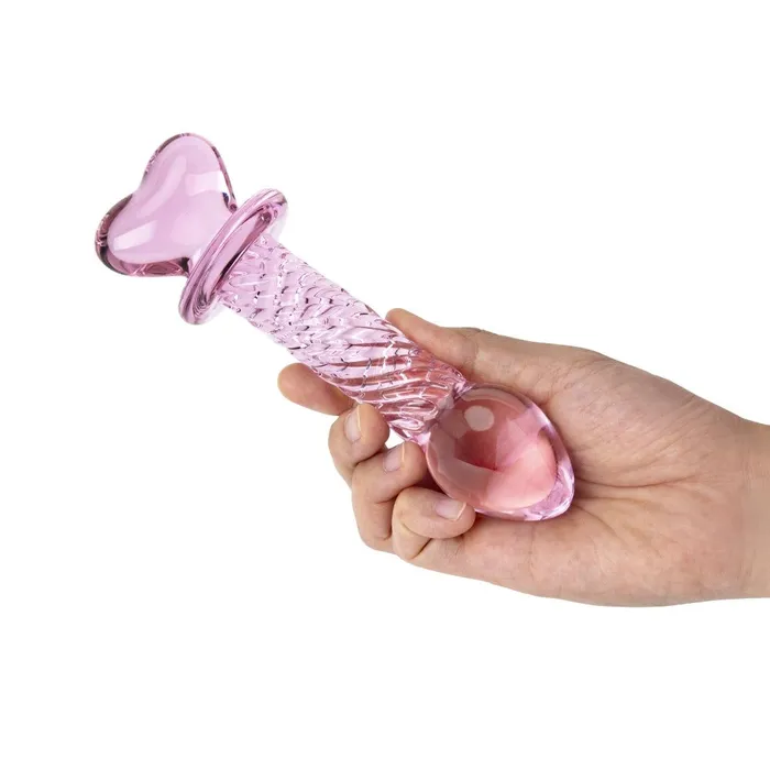 Dildos Gls 625 Pink Love Crystal Heart Ribbed Dildo