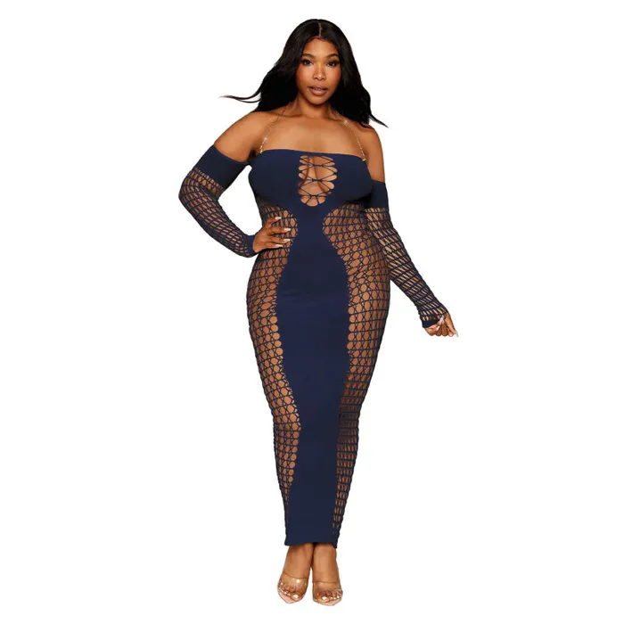 Dreamgirl Bodystockings Playsuits Bodystocking Gown Queen Size Denim