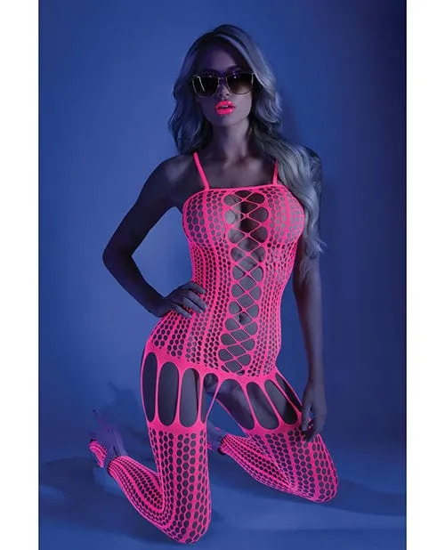 Fantasy Lingerie Glow Black Light Criss Cross Paneled Bodystocking Neon Pink One Size Fits Most Bodystockings Playsuits Fantasy Lingerie Glow Black Light Criss Cross Paneled Bodystocking Neon Pink One Size Fits Most Bodystockings Playsuits