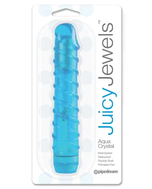 Pipedream Products Vibrators Juicy Jewels Aqua Crystal Vibrator Blue