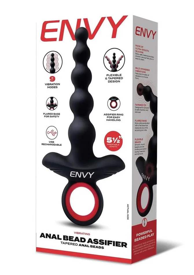 Envy Toys Female Sex Toys Envy Vibrating Silicone Rechargeable Anal Bead Assifier