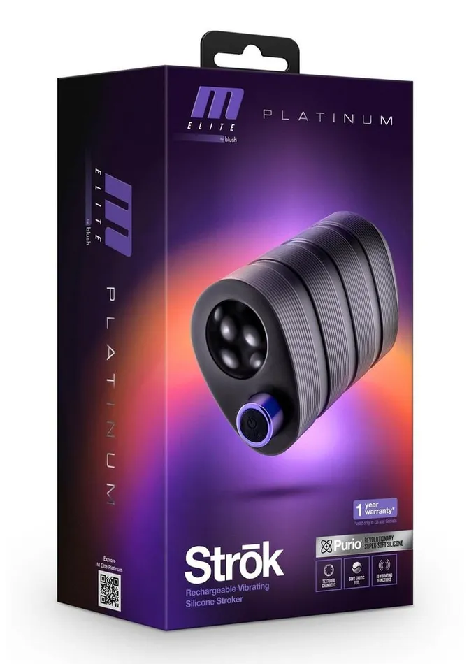 M Elite Male Sex Toys M Elite Platinum Strok Rechargeable Silicone Dual End Pussy Masturbator
