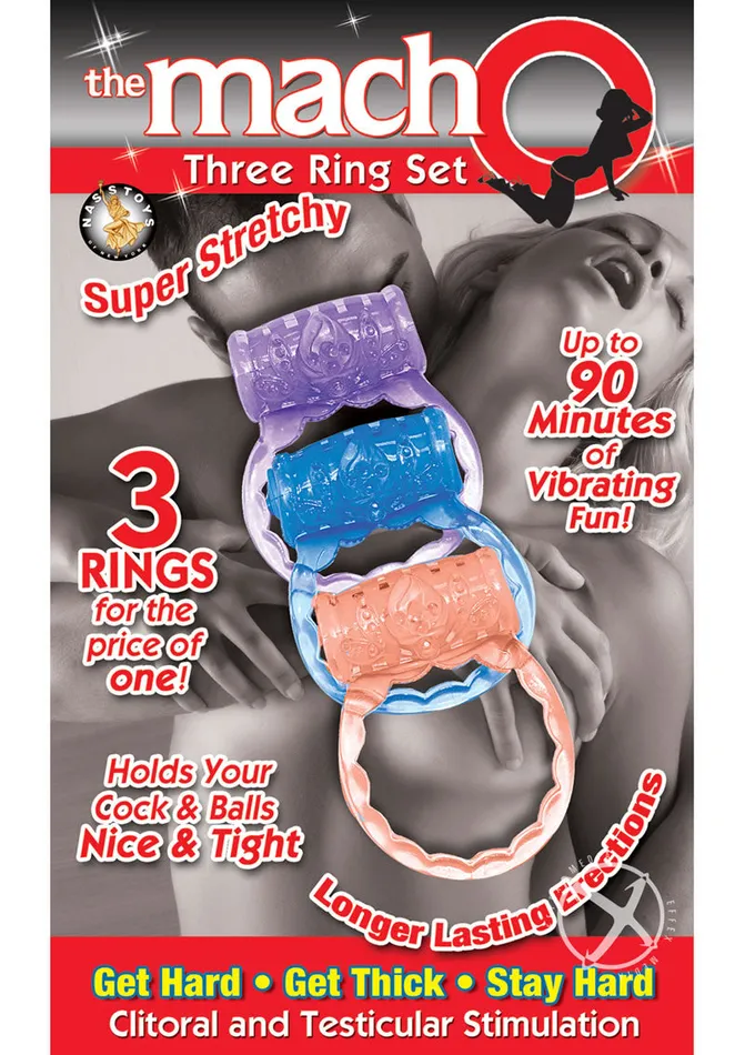 Male Sex Toys Macho The Macho Three Ring Set Vibrating Cock Ring