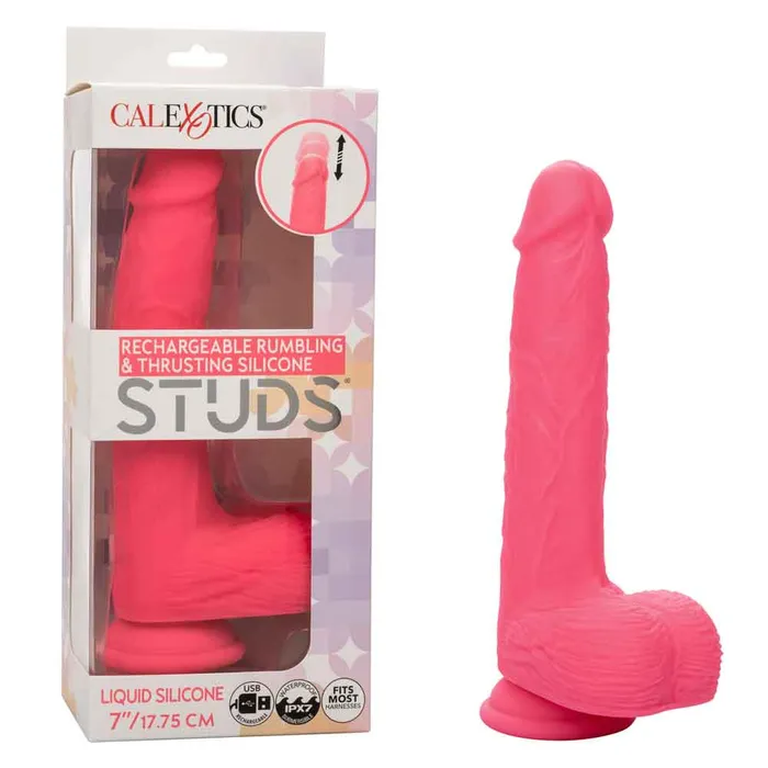 Rechargeable Rumbling and Thrusting Silicone Studs Pink CalExotics Vibrators Rechargeable Rumbling and Thrusting Silicone Studs Pink CalExotics Vibrators