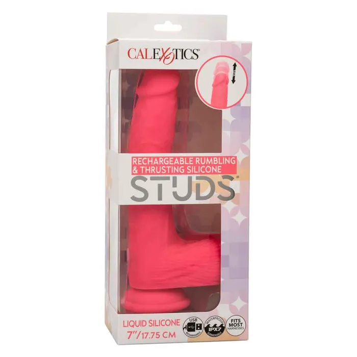 Rechargeable Rumbling and Thrusting Silicone Studs Pink CalExotics Vibrators Rechargeable Rumbling and Thrusting Silicone Studs Pink CalExotics Vibrators