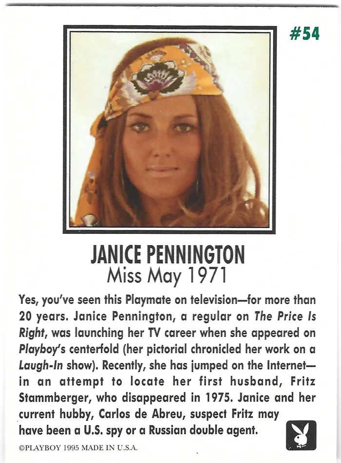 Couples Dans Cards Playboy Centerfolds May Edition Janice Pennington Card 54 Couples Dans Cards Playboy Centerfolds May Edition Janice Pennington Card 54