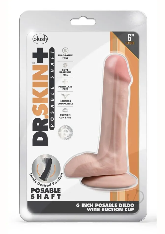 Dr Skin Plus Posable Dildo 6 Vanilla Dr Skin Dildos