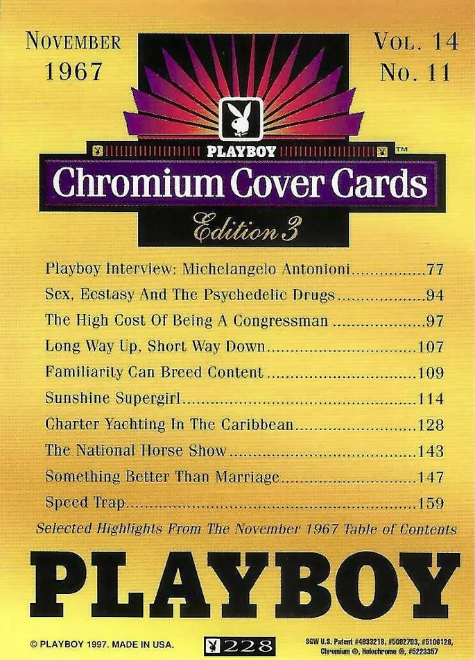 Greenthunderbirds Cards Couples Playboy Chromium Cover Edition 3 228