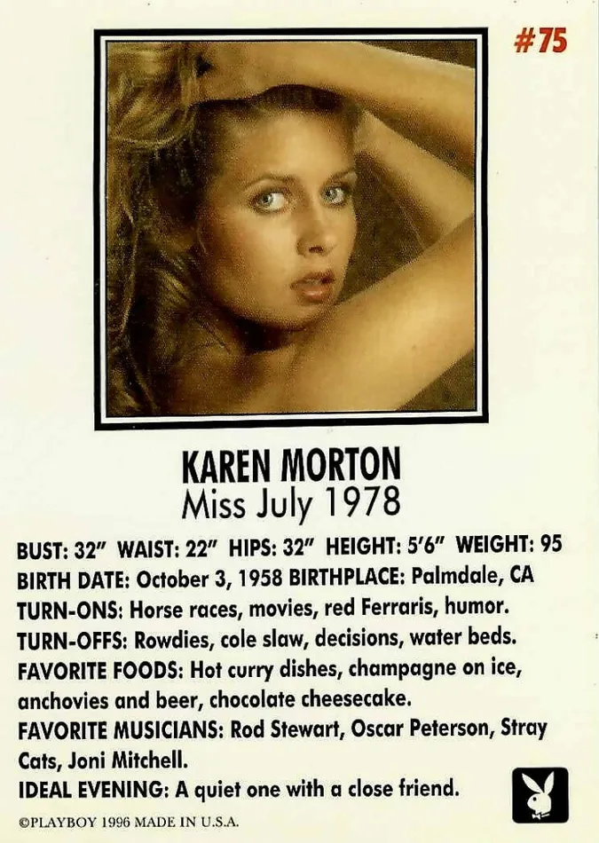 Greenthunderbirds Cards Female Sex Toys Playboy July Edition 75 Karen Morton
