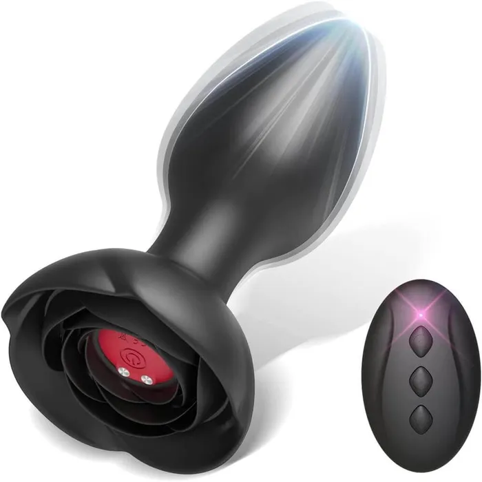 Adorime Anal Vibrating Rose Glow Butt Plug with Remote Control 39 Inch