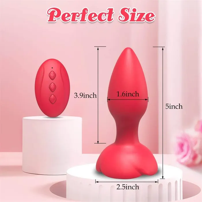 Adorime Anal Vibrating Rose Glow Butt Plug with Remote Control 39 Inch