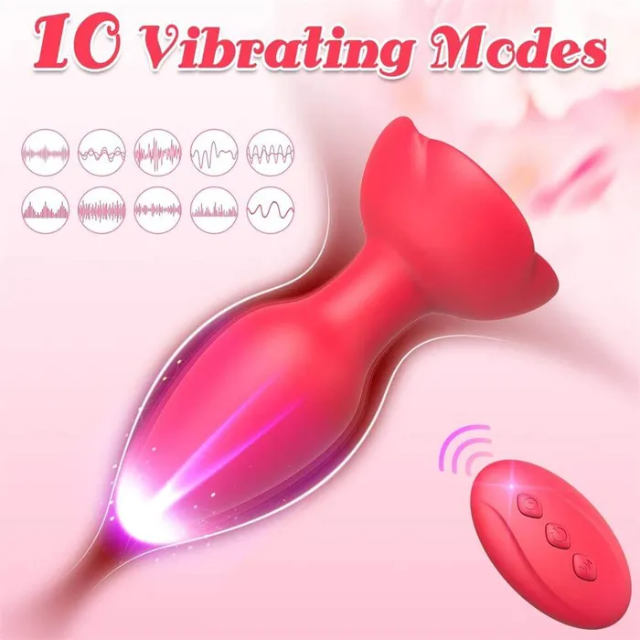 Adorime Anal Vibrating Rose Glow Butt Plug with Remote Control 39 Inch