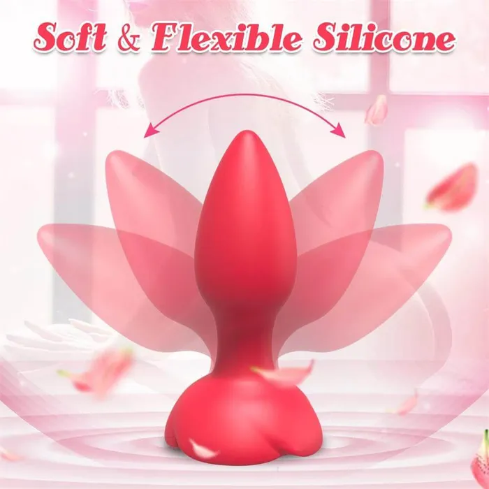 Adorime Anal Vibrating Rose Glow Butt Plug with Remote Control 39 Inch