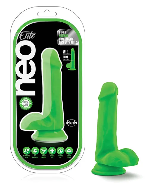 Dildos Blush Neo Elite 6 Dual Density Dildo WBalls