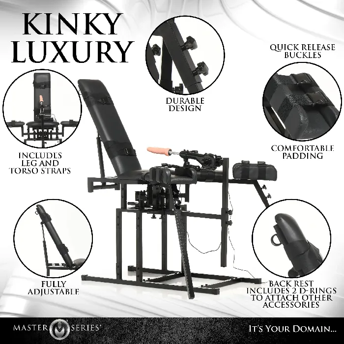 Master Series Master Series Leg Spreader Obedience Chair With Sex Machine Female Sex Toys