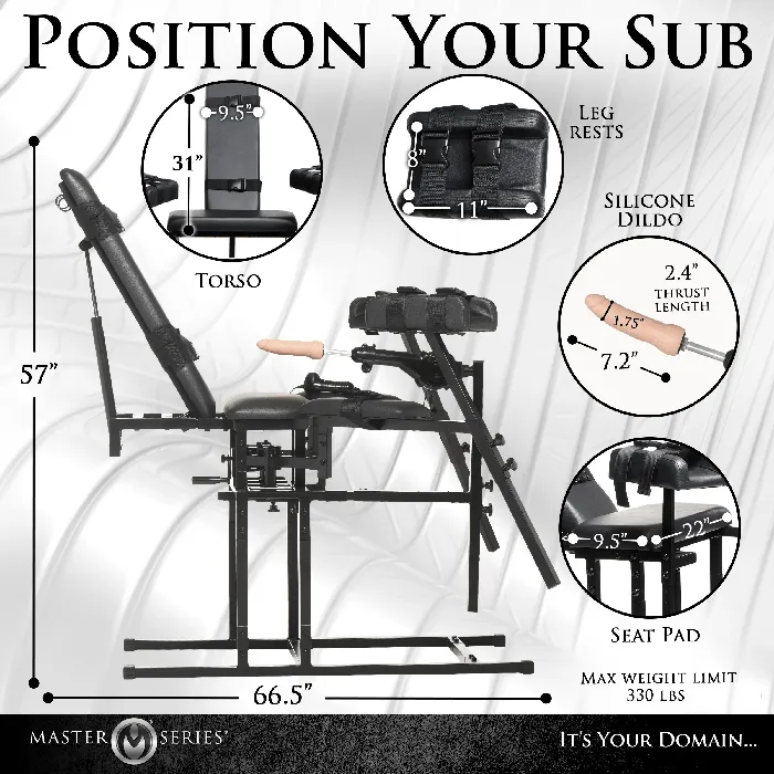 Master Series Master Series Leg Spreader Obedience Chair With Sex Machine Female Sex Toys