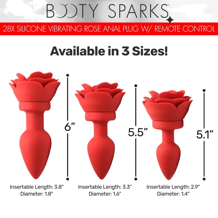 Booty Sparks Male Sex Toys 28X Silicone Vibrating Rose Anal Plug with Remote