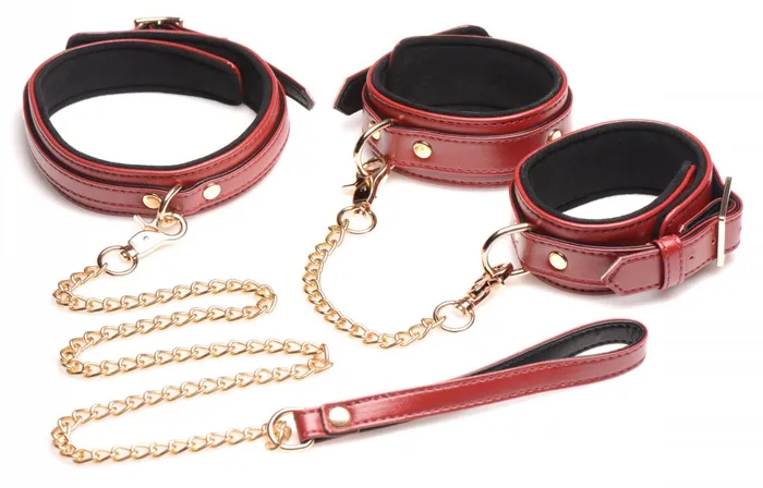 Couples 6 Piece Burgundy Bondage Set Master Series