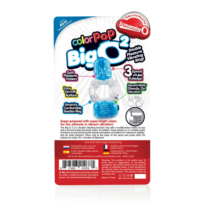 Male Sex Toys Screaming O Screaming O ColorPoP Big O 2 Double Pleasure Vibrating Ring