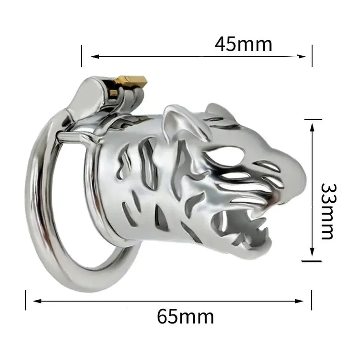 Xinghaoya Male Sex Toys 65mm Steel Tiger Head Male Chastity Cage