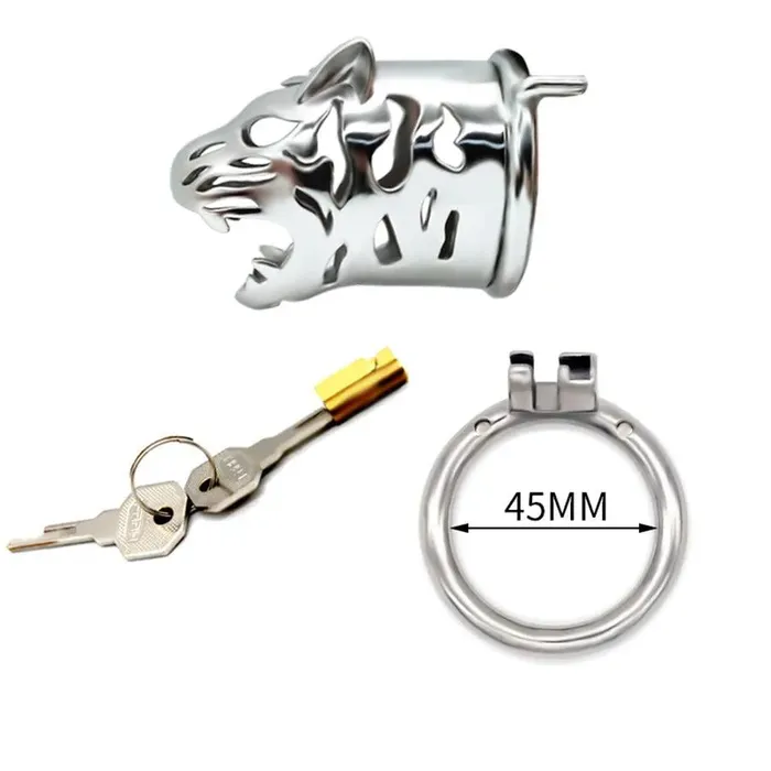 Xinghaoya Male Sex Toys 65mm Steel Tiger Head Male Chastity Cage