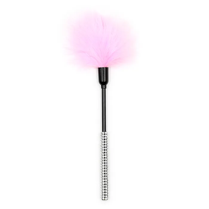 Yiwu Diamante Handle Faux Feather Tickler Yiwu Idea Leather Male Sex Toys