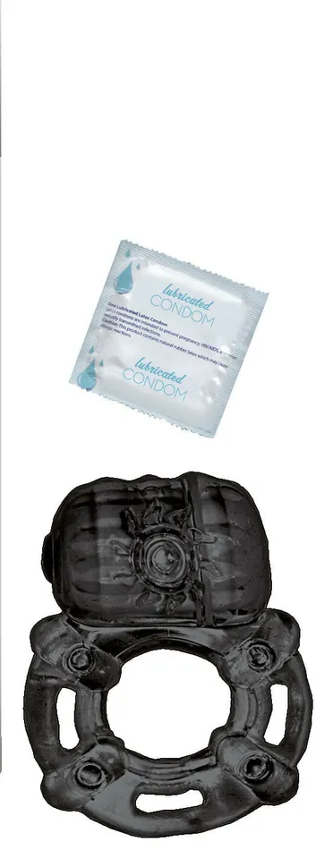 Anal Vibrating Ring Black Pulsating Erection Keeper Black Nasstoys