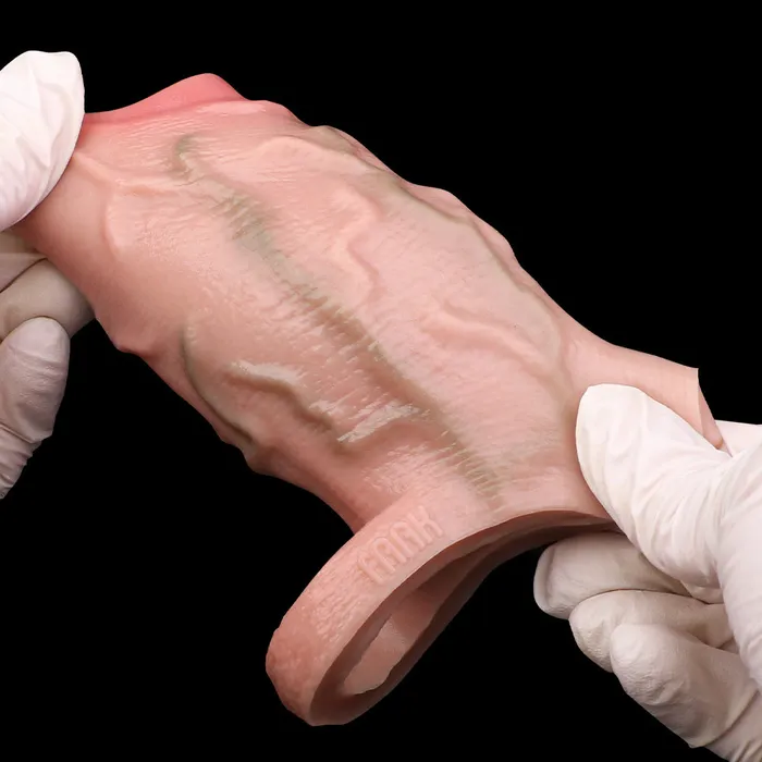 Big Girthy Realistic Cock Sleeve Extender Life Size Penis Sheath Soft Silicone Sex Toys for Men Domlust Male Sex Toys