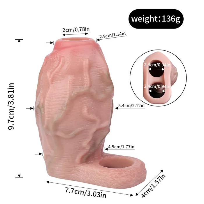 Big Girthy Realistic Cock Sleeve Extender Life Size Penis Sheath Soft Silicone Sex Toys for Men Domlust Male Sex Toys