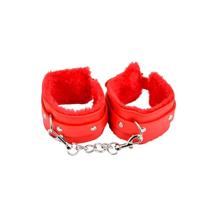 Bound to Please Restraints Bound to Please Furry Plush Wrist Cuffs Red