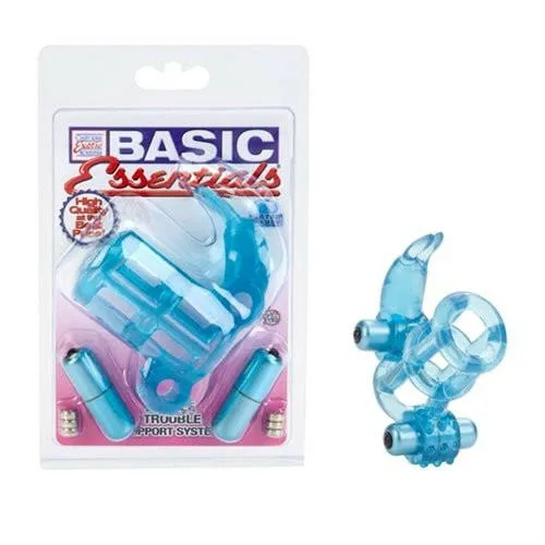 CalExotics Vibrators Basic Essential Double Trouble Vibrating Support System Blue