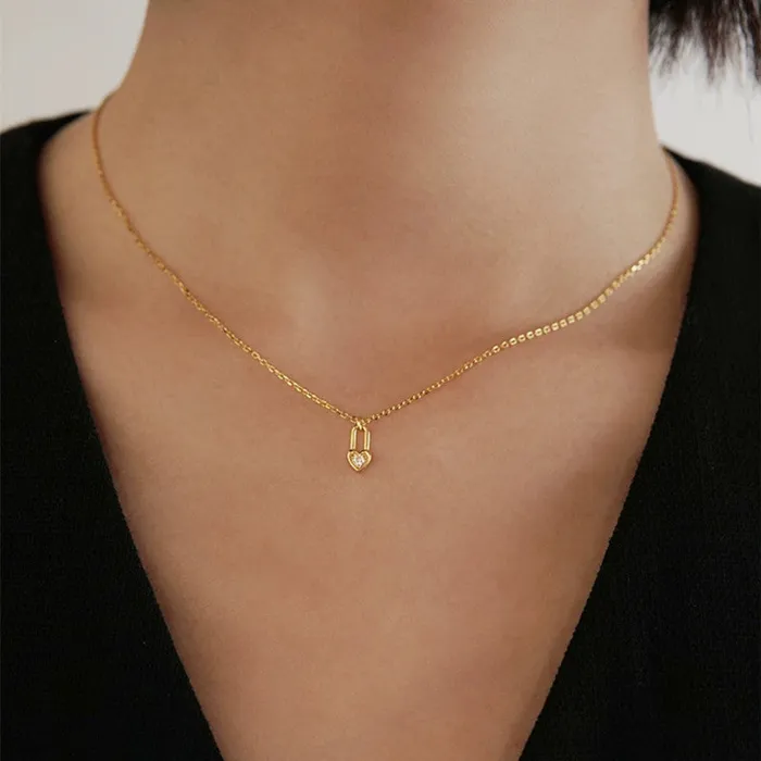 CJ Female Sex Toys Gleam 14K GoldPlated Lock Head Choker Necklace