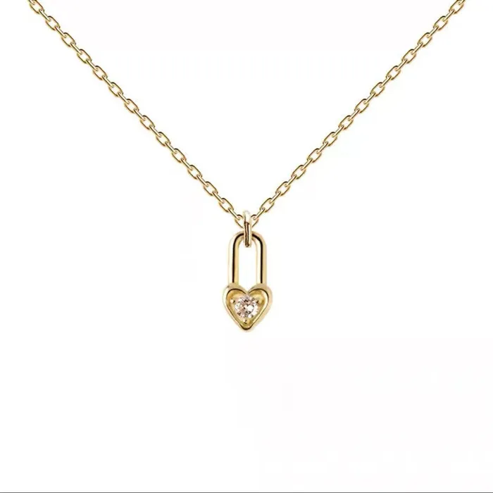 CJ Female Sex Toys Gleam 14K GoldPlated Lock Head Choker Necklace
