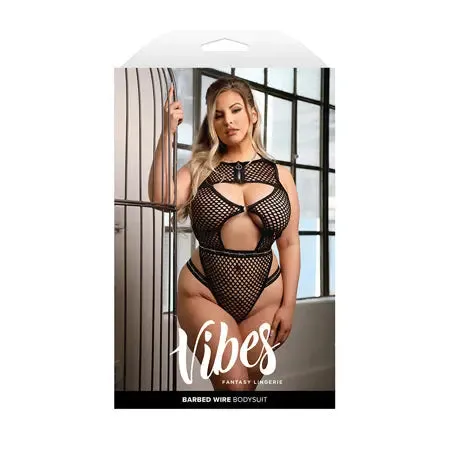 Fantasy Lingerie Male Sex Toys Fantasy Lingerie Vibes Barbed Wire Fishnet Zippered Bodysuit Queen Size