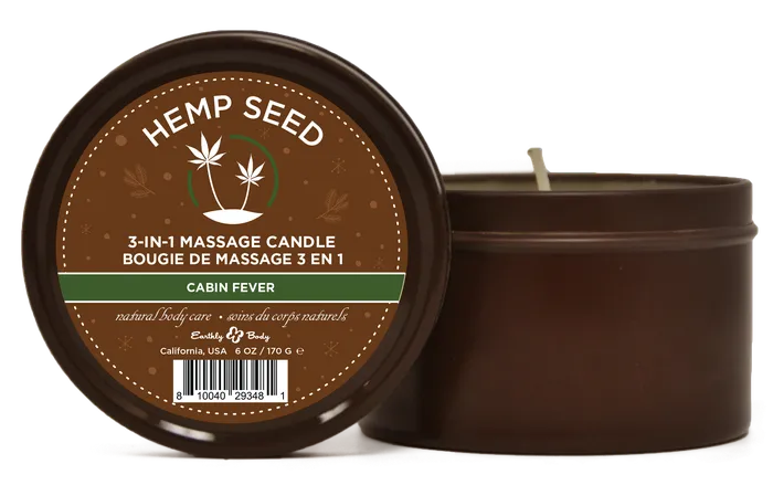 Hemp Seed 3in1 Massage Candle Cabin Fever 6oz 170 G Earthly Body Couples