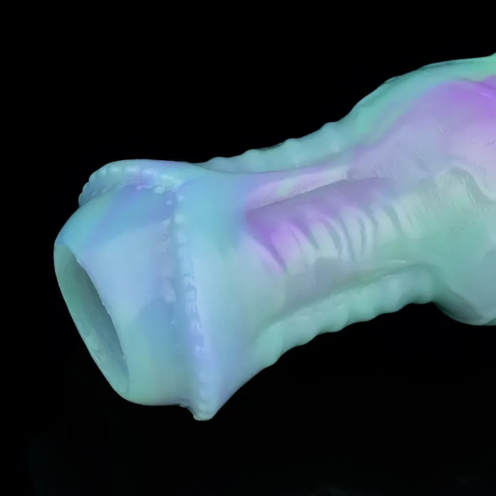 Male Sex Toys Domlust Luminous Monsterdildo Cock Sleeve Silicone Penis Ring Condom Extender Sex Toy for Men
