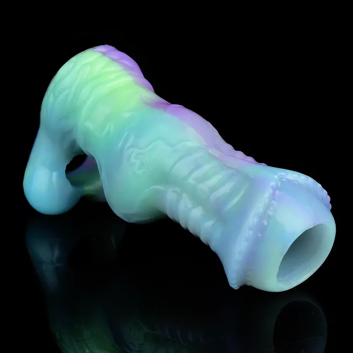 Male Sex Toys Domlust Luminous Monsterdildo Cock Sleeve Silicone Penis Ring Condom Extender Sex Toy for Men