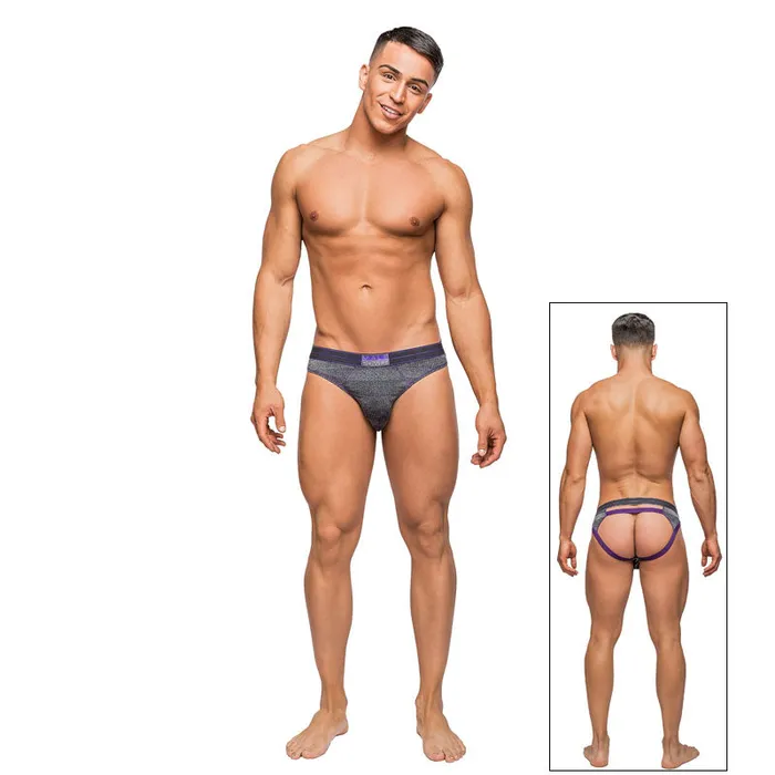Male Sex Toys Male Power Male Power Heather Haze Cutout Thong Grey LX